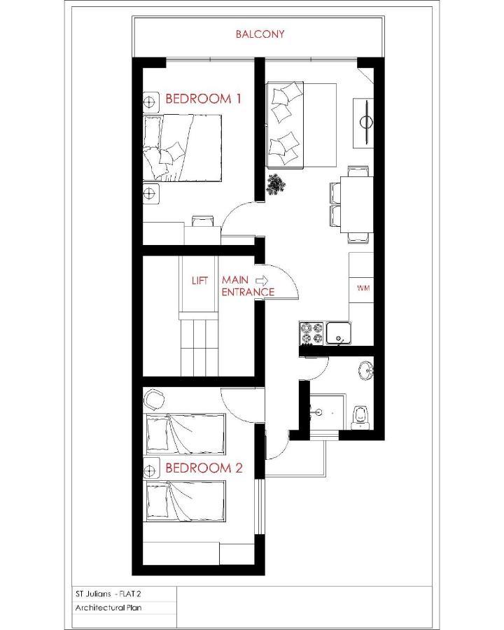 F2 - Lovely Two Bedrooms Flat Sea View, St Julians Saint Julian's ภายนอก รูปภาพ